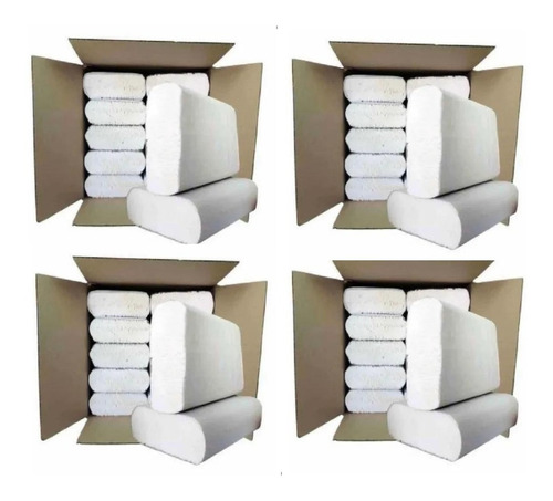 Imagen 1 de 8 de 4 Toallas Intercaladas De Papel Blanco Para Manos 10 Pq