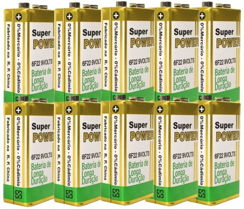 Bateria 9v De Longa Duração Super Power Cx 10pç