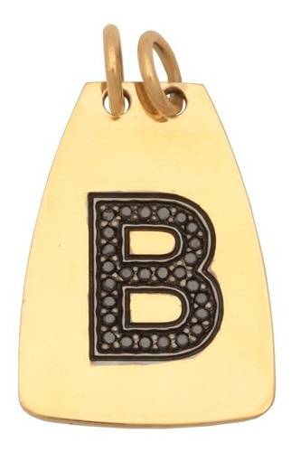 Imagem 2 de 3 de Pingente Placa Letra C/ Brilhantes Em Ouro 18k/750