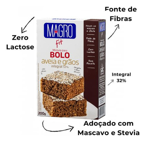 Mistura para Bolo Integral Magro Sabor Aveia e Grãos 200g