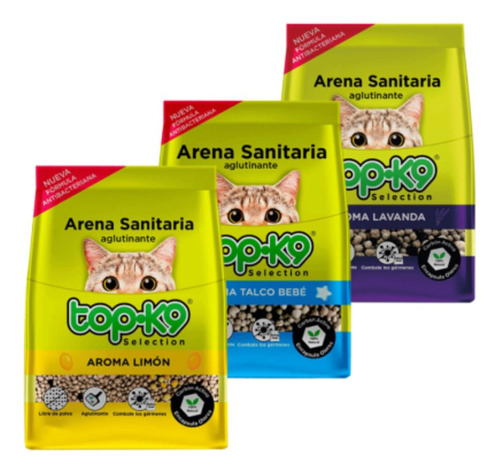 Arena Sanitaria Topk9 2kg ( Pack 5 Aromas)