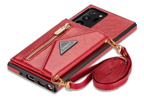 A Funda De Teléfono Con Cremallera Y Cordón For Samsung