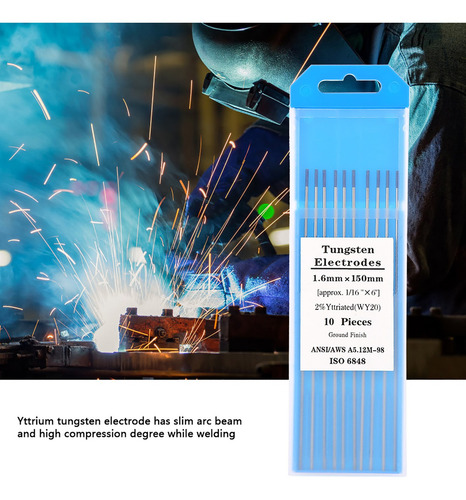 10pcs Wy20 2.0% Yttrium Tungsteno Electrodo Punta Azul Para
