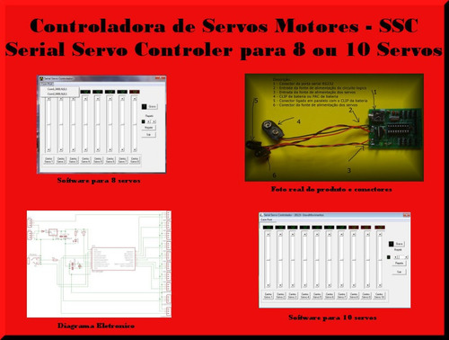 Imagem 5 de 10 de Controlador Servo 8 Canais Robótica Robô Automação Pic Rc