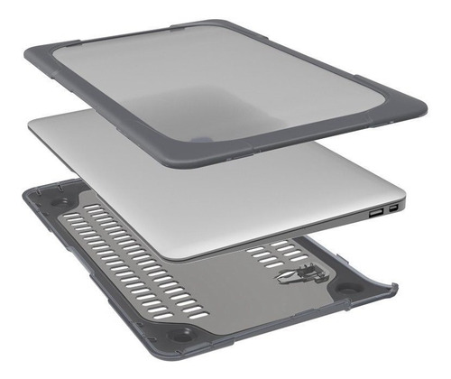 Imagen 3 de 5 de Carcasa Case Funda Macbook Anti Impacto Pro Air Gris Soporte