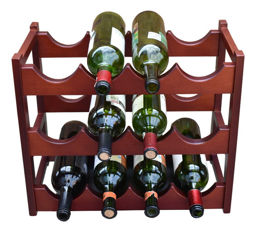 Cava Porta Botellas 12 Vino Hogare Madera Elegante Moderna Color Caoba