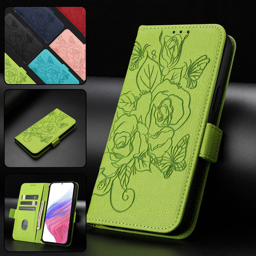 Funda De Piel Con Estampado De Rosas Para Motorola Serie G71, Función Atril, Cierre De Mariposa, Cartera, Ranuras Para Tarjetas, Bloqueo Rfid