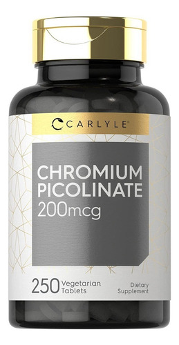 Picolinato De Cromo 200mcg (250 Tabletas) Carlyle Hecho Usa Sabor Nd