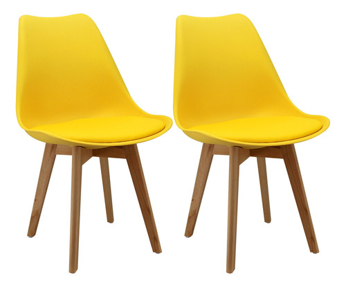 Kit 2 Silla Eames Con Asiento Acolchado/comedor, Restaurante Estructura de la silla Amarillo