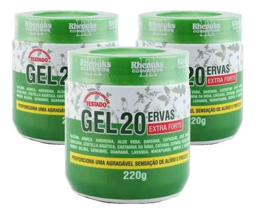 Kit Com 3 Gel 20 Ervas Extra Forte Rhenuks 220g