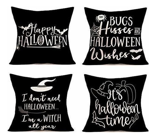 Hopyeer Negro Happy Halloween Throw Pillow Caso Funda De Co