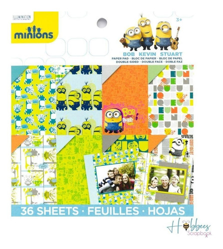 Block Papel Minions Hojas Decorar Tarjetas Niños Scrapbook