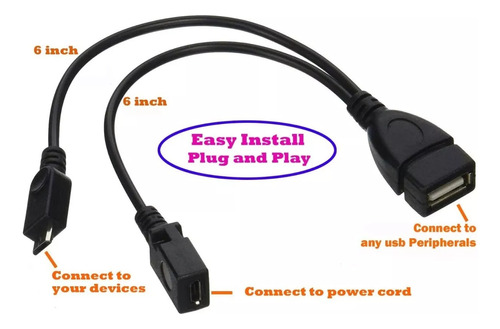 Adaptador 2 En 1 Micro Usb A Usb Otg +alimentacion