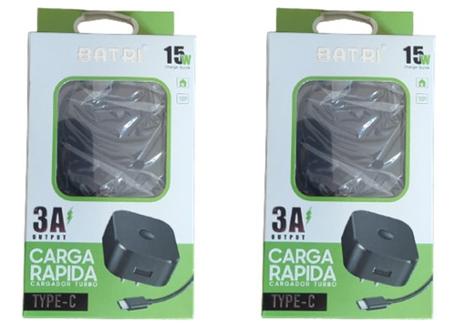 2 Adaptadores Carga Rápida Turbo Batri 3a/usb Tipo C/15watts