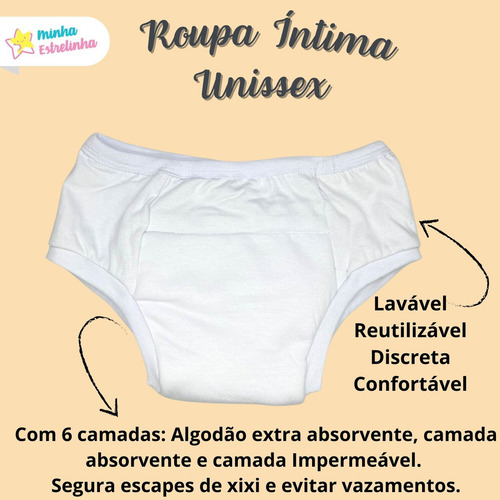 Cueca Fralda Algodão Para Continência Urinária Leve 2un Cz Tamanho PP