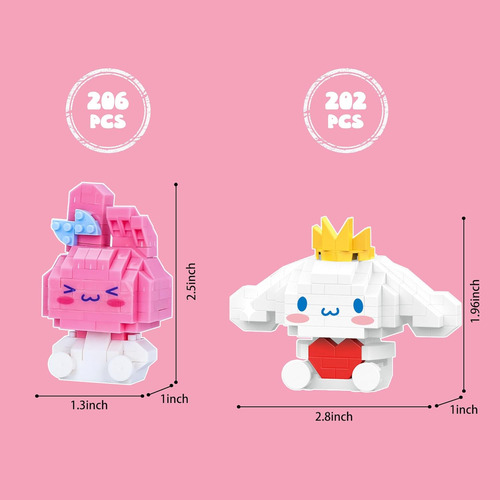 Kawaii Mini Building Blocks, 8 Piezas Lindas Figuras De Anim