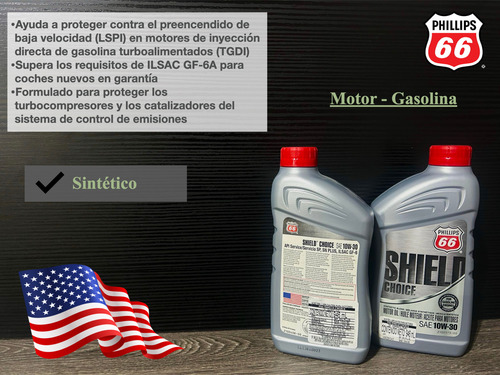 (5 Pzas) Aceite Para Motor Sintético. Choice 10w-30