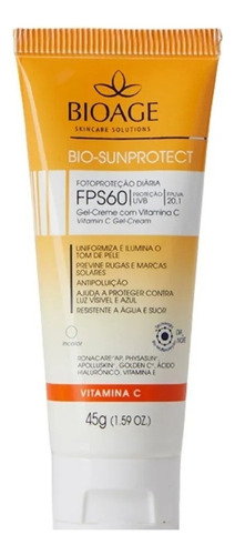 Protetor solar com vitamina C FPS60 antioxidante Bioage 45g