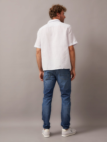 Camisa Linen Cotton Cuban Celeste Calvin Klein
