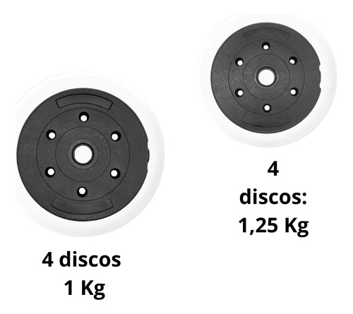 Set De Mancuernas 10kg Barra Armable Ajustable Pesas Discos