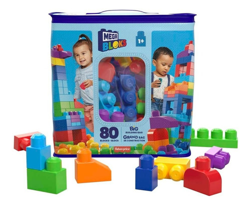 Mega Bloks Bloques Construccion Aprendizaje Gigantes 80 Pzs Color Azul Cantidad De Piezas 80