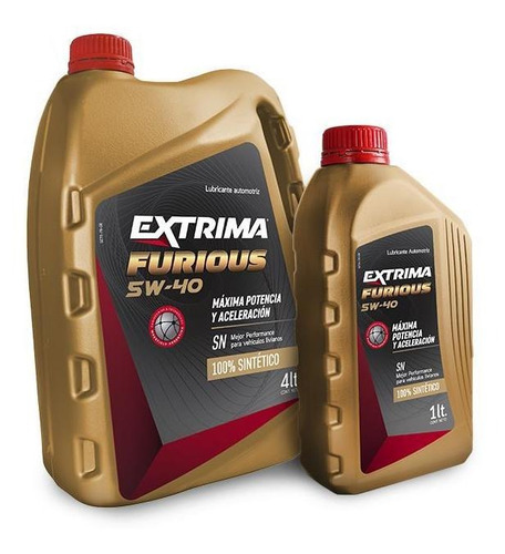 Imagen 2 de 4 de Lubricante 100% Sintético Extrima Furious 5w40 1lt.