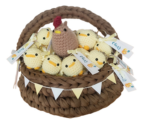 Souvenir Canasta Pollitos Llavero Nacimiento Crochet