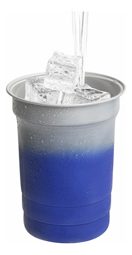 Vaso Aluminio Termosensible Al Frio Caja 10 Pz Para Fiestas Azul