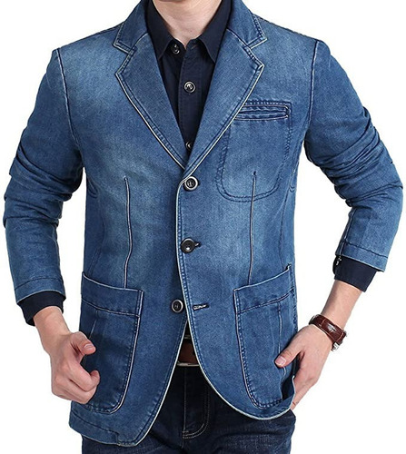 Abrigo Saco Mezclilla Denim Jeans Blazer Chaqueta Casual