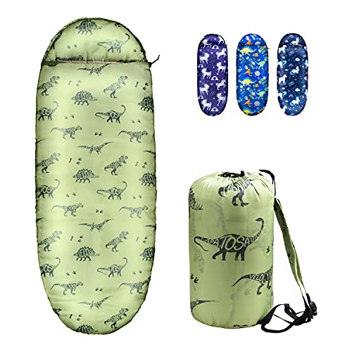 Kids Sleeping Bags For Boys  Military Green Dinosaur  Rioy