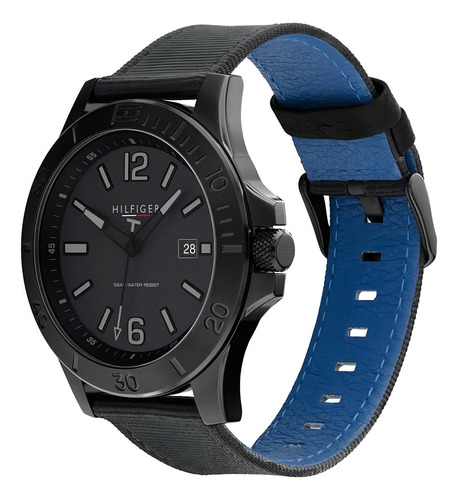 Reloj Tommy Hilfiger Para Hombre De Tela 1791993 Ss Color de la malla Negro Color del bisel Negro Color del fondo Negro
