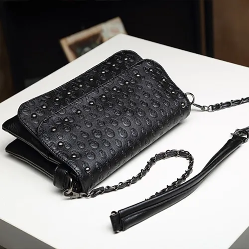 England Style Skull Women Crossbody Bag Leather Small Skull