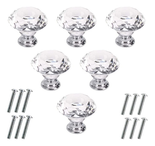 Akstore 6 Pomos De Cristal Para Armarios De 1.18 Pulgadas (.