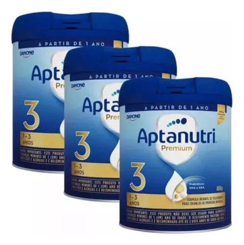 Kit Com 3 Lata De Formula Infantil Aptamil Premium 3 800g