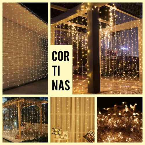Imagen 3 de 8 de Luces Led Cortina 3x3 Cálido O Blanco Decoración Eventos