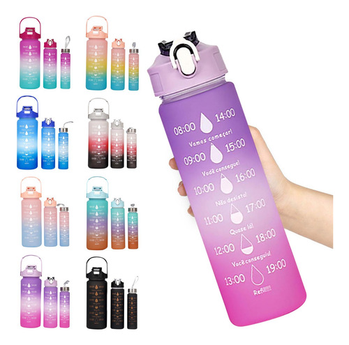 Botellas Motivacionales Juego Set De 3 Botes Portaliquidos