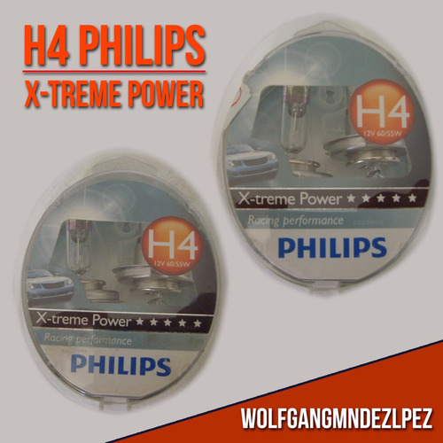 H4 X-tream Power De Phillips. 12v 60/55w P43t 100% Más Luz.
