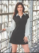 Comprar 490-55 Vestido Dama Urbano Casual Negro Con Blanco Cklass