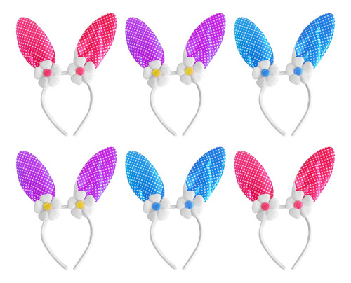 Diadema Orejas De Conejo Peluche Disfraz Fiesta 29 Cm 6 Pzs Color Color Al Azar