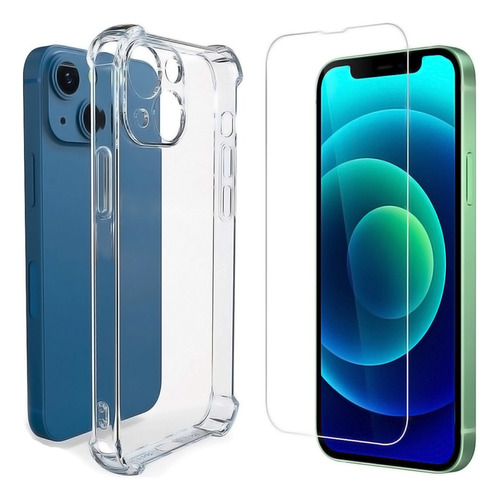 Carcasa Gel Silicona Para iPhone Y Lámina Vidrio Templado