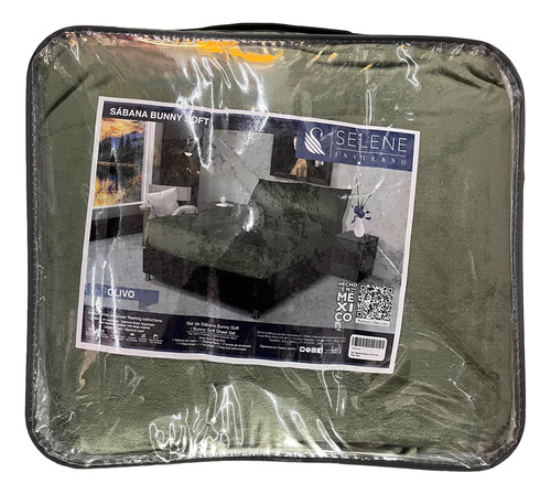 Juego De Sabana Invernal Selene King Size Ultra Suave Verde Musgo Liso