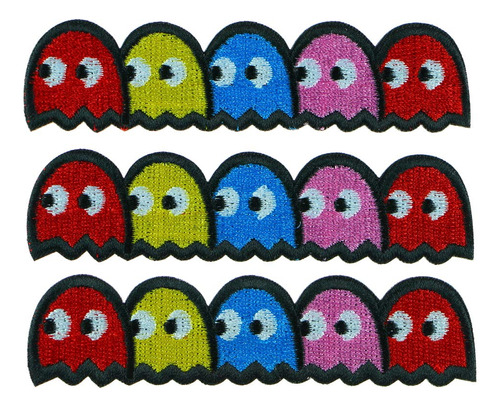 3 Parche  Pacman Ghosts B Pinky Clyde 42.5 In Para Planchar