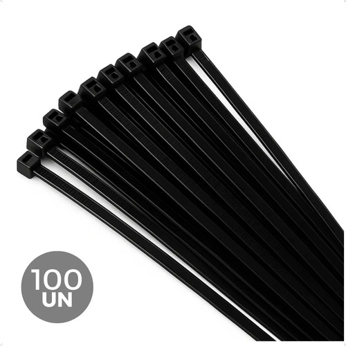 Kit 100 Abraçadeiras Nylon 400mm x 4,8mm Brancas Alta Resistência Auto Travante Organizador Cabos Fios Fixação Elétrica Automotiva Construção