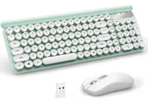 Comprar Teclado Blanco Menta Teclas Redondas + Mouse Inalambricos