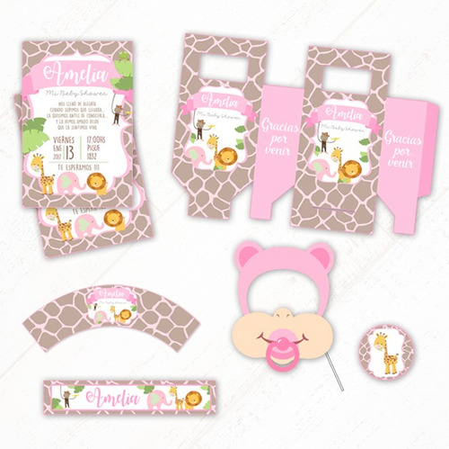 Jungla Nenas Kit + Props De Regalo ** Textos Editable ***