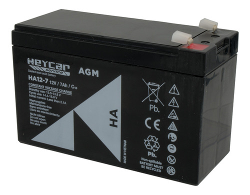 Batería Gel Heycar Agm 12v 7ah Alarma Ups Monopatin