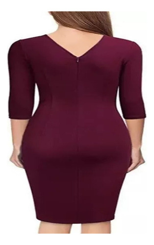 Vestido Informal Formal Ajustado Con Cuello En V Y Mangas