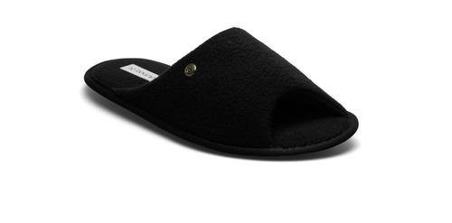 Chinelo Pantufa De Inverno Em Soft Toque Aveludado Preto