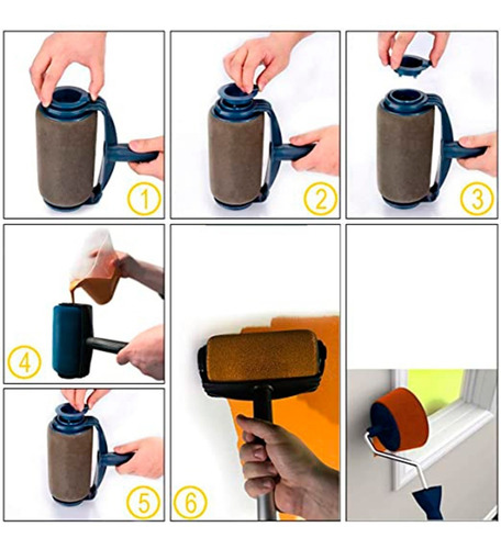 Imagen 4 de 7 de Rodillo Pintar Set Facil Antiderramante Recargable Pinturas