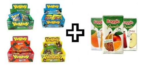 Combo De 36 Gomitas Yummy X 30gr + 36 Jugos Baggio X 125 Ml